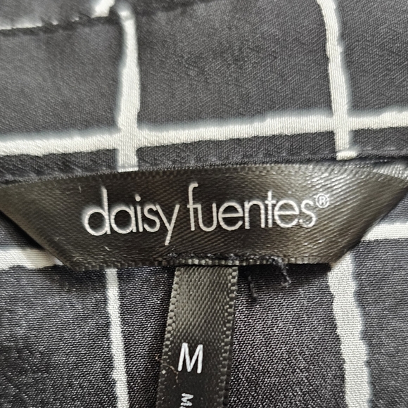 Daisy Fuentes Black and White Windowpane Check Shirtdress Medium - Picture 4 of 5